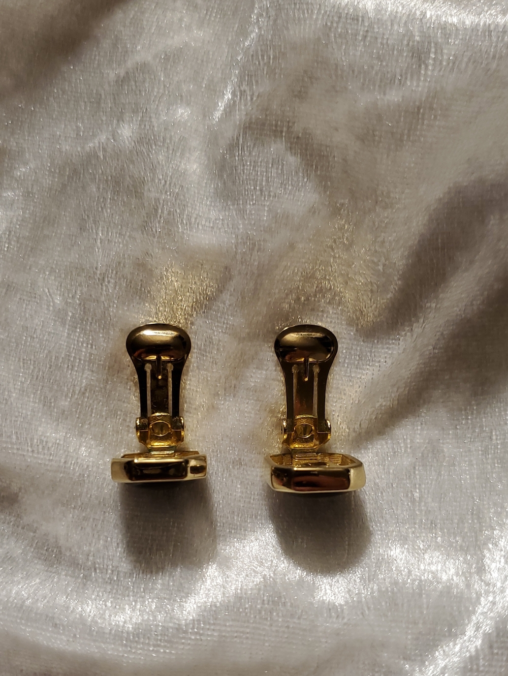 Vintage CHRISTIAN DIOR Signed CLIP ON GOLD BLACK ONYX Earrings - Picture 7 of 10